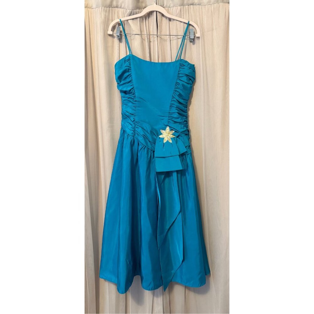 VTG 80s Turquoise Prom Dress by Nadine Sz 5 (Juniors)